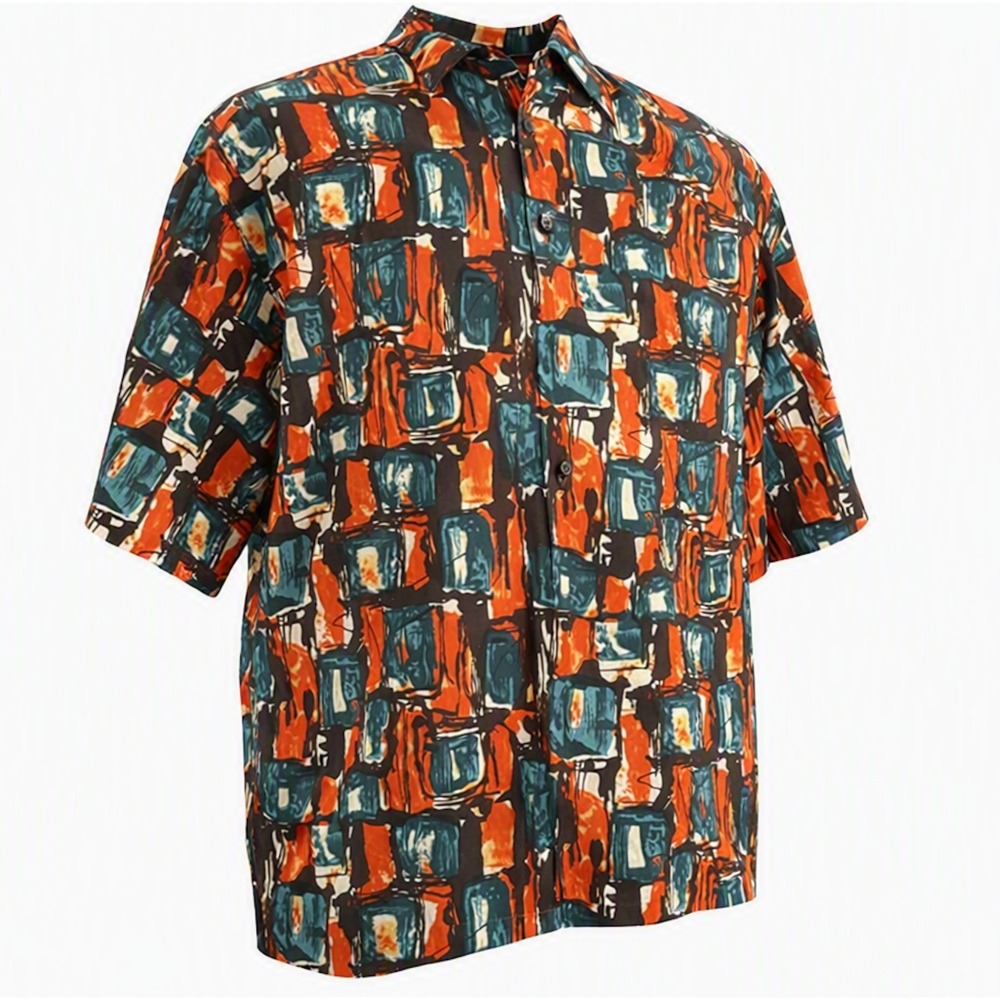 Prada USC440 Multicolor Camicia Shirt L – Luxury Abstract – NWT